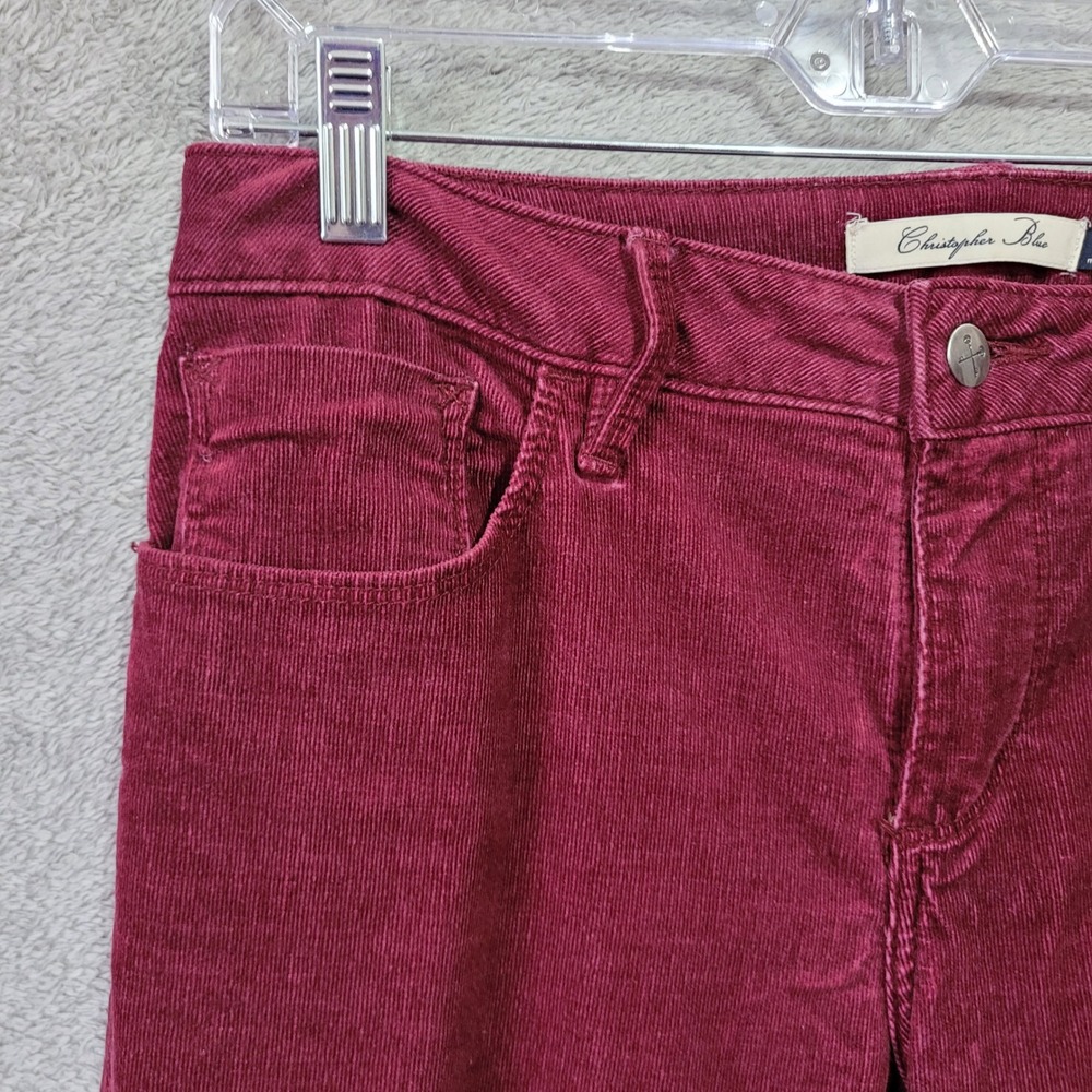 Christopher Blue 8 wine red corduroy pants slim leg mid rise twee preppy office - Picture 4 of 16